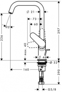 Baterie lavoar Hansgrohe Focus 240, ventil pop-up, crom [1]