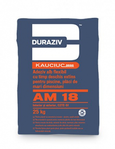 Mortare - DURAZIV-AM-18-Adeziv-alb-flexibil-piscine-plăci-mari-dimensiuni-aditivat-Kauciuc