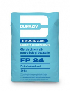 Gleturi - DURAZIV FP 24 Glet de încărcare, pe bază de ciment alb, aditivat cu Kauciuc®  Pentru interior Aditivat cu Kauciuc® Fibre de armare