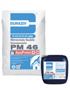 Mortare - DURAZIV PM 46 Hidroizolaţie bicomponentă flexibilă, aditivată cu Kauciuc®