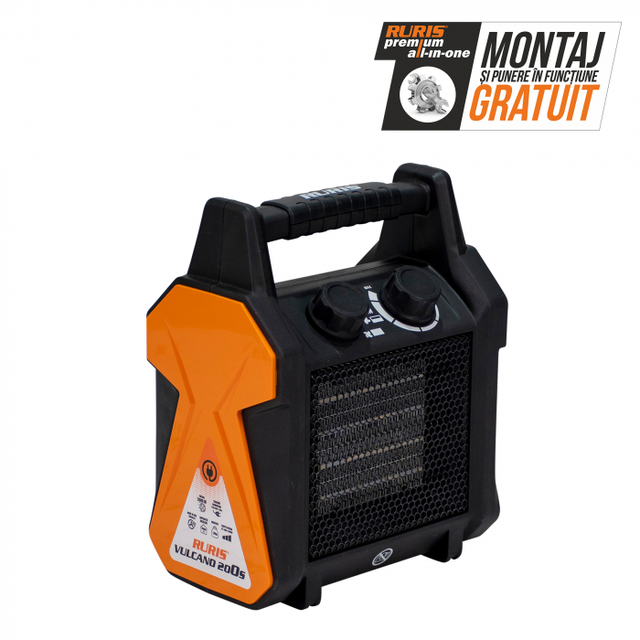 Aeroterma electrica monofazata Ruris Vulcano 200S, 2 kW, debit aer 139 mc/h, suprafata incalzita 20 mp [2]