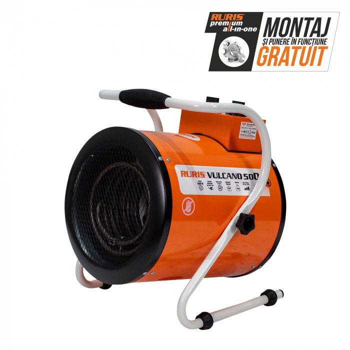 Aeroterma electrica trifazata Ruris Vulcano 500, 5 kW, debit aer 411 mc/h, suprafata incalzita 48 mp [2]