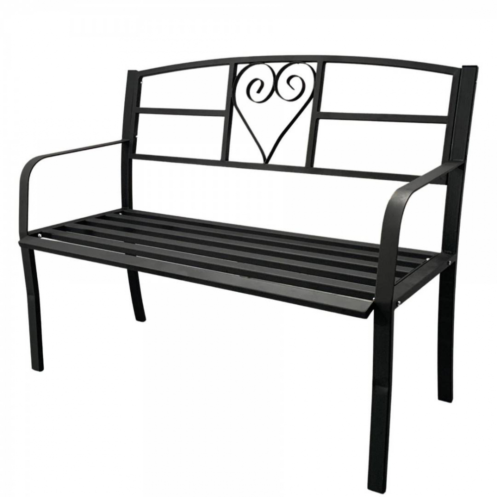 Banca metalica pentru gradina VivaTechnix VMD-1049, 121 x 55 x 98 cm, Negru [2]