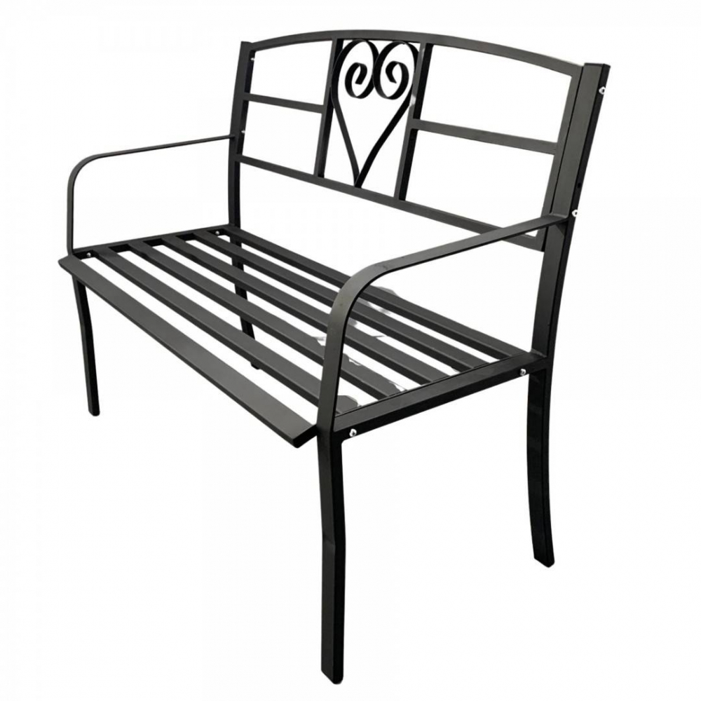 Banca metalica pentru gradina VivaTechnix VMD-1049, 121 x 55 x 98 cm, Negru [4]