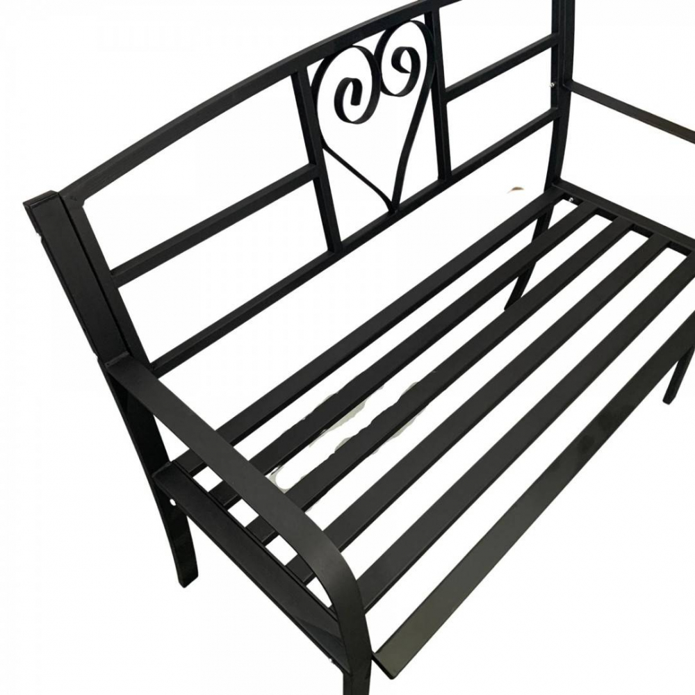 Banca metalica pentru gradina VivaTechnix VMD-1049, 121 x 55 x 98 cm, Negru [3]