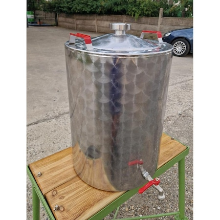 Butoi inox alimentar 64 L, fara picioare, robinet metalic 1/2" [2]