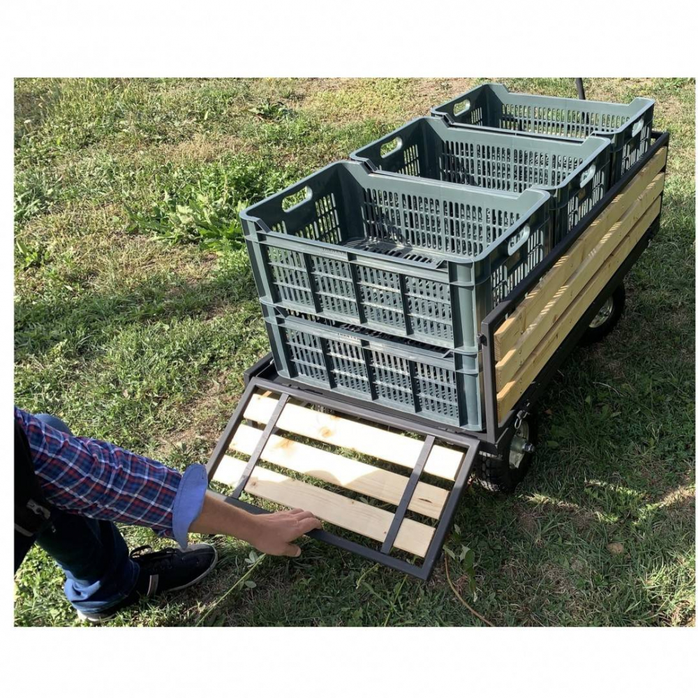 Carucior de gradina VivaTechnix VMD-1012, roti gonflabile, 1380 x 650 x 600 mm, max. 300 kg [3]
