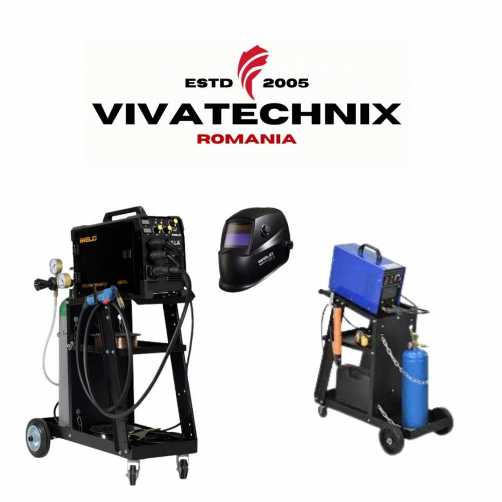 Carucior pentru aparat de sudura si accesorii, VivaTechnix VMD-1080, Otel, roti cu rulmenti, max. 75 kg, 3 niveluri [2]