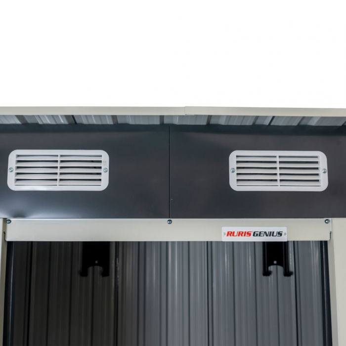 Casuta de gradina RURIS GENIUS 196MH, usa dubla, metal, gri antracit, 196 x 122 x 182 cm [4]