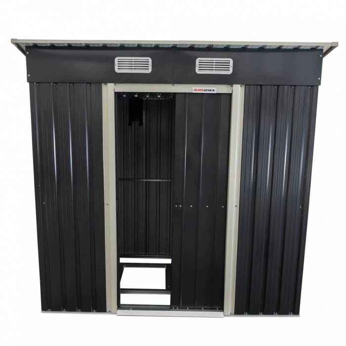 Casuta de gradina RURIS GENIUS 196MH, usa dubla, metal, gri antracit, 196 x 122 x 182 cm [2]