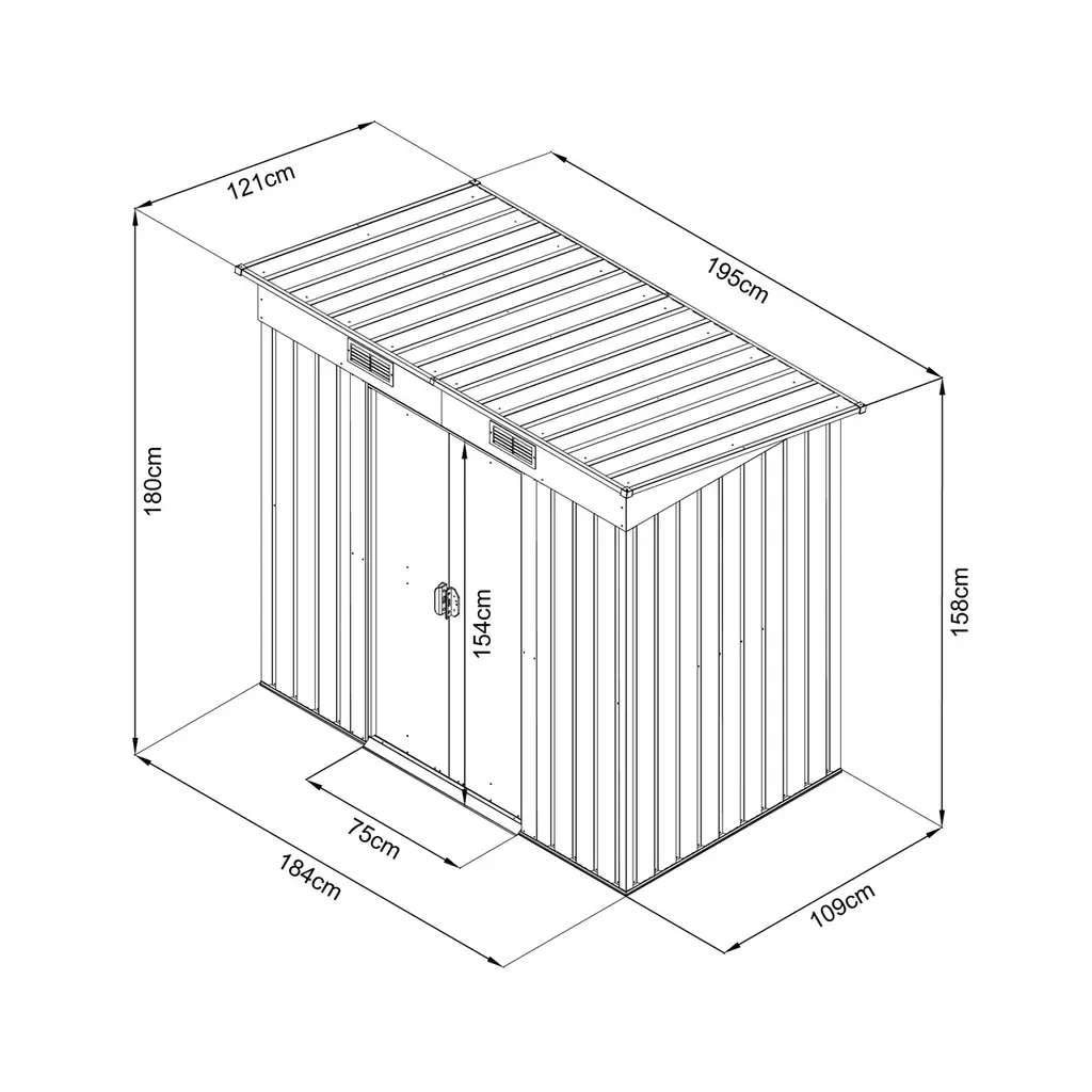 Casuta de gradina / Magazie depozitare HECHT 4x6 PLUS, usa dubla, metal, gri, 184 x 109 x 180 cm [2]
