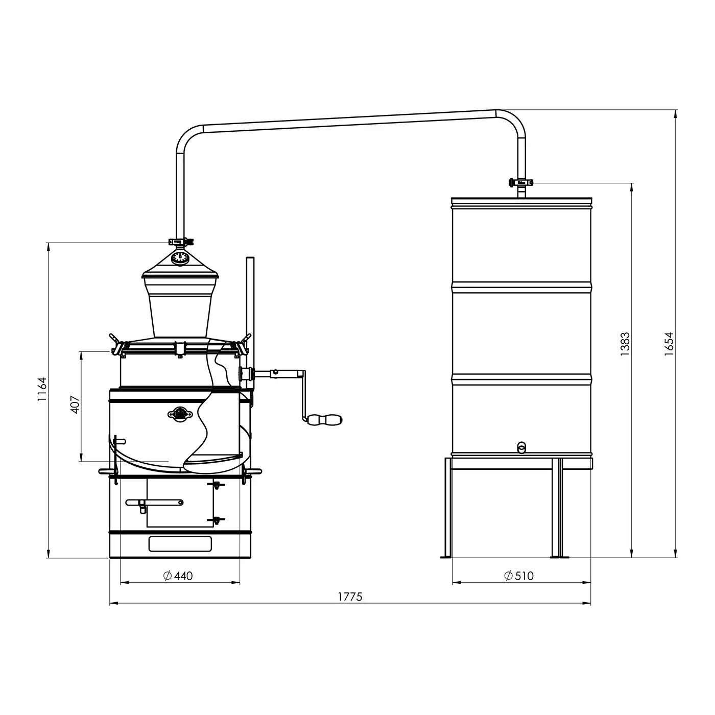 Cazan pentru tuica DES BASCULANT 60 L cu racitor clasic 200/6 [5]