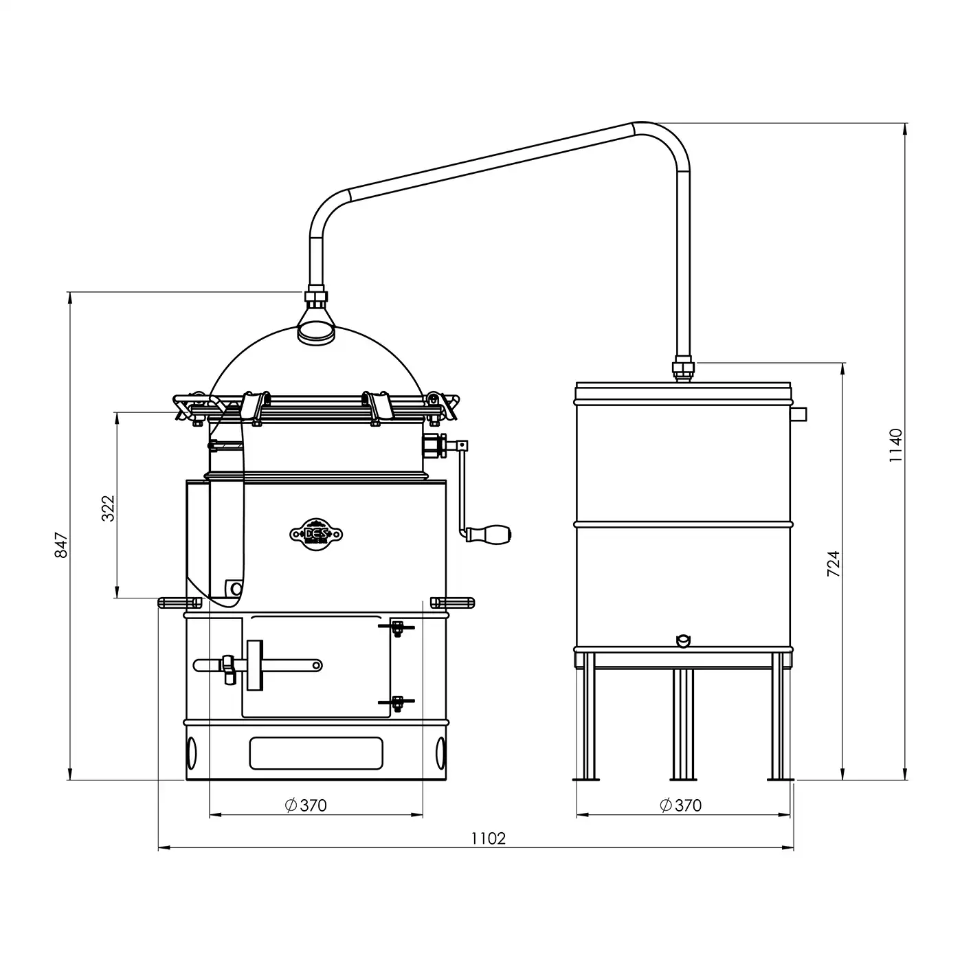 Cazan pentru tuica DES BASCULANT 60 L cu racitor pe flux continuu 30 L [7]