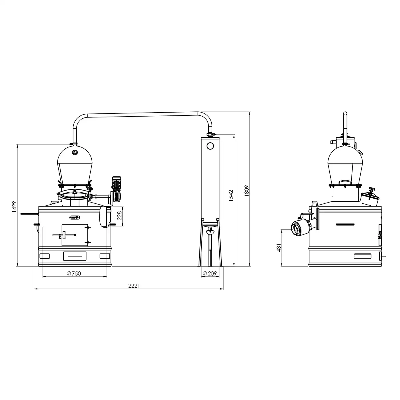 Cazan pentru tuica DES STABIL 120 L cu racitor cu flux continuu 30 L EM [2]