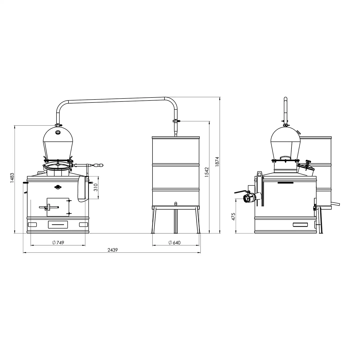 Cazan pentru tuica DES STABIL 160 L cu racitor clasic 400/5 [6]