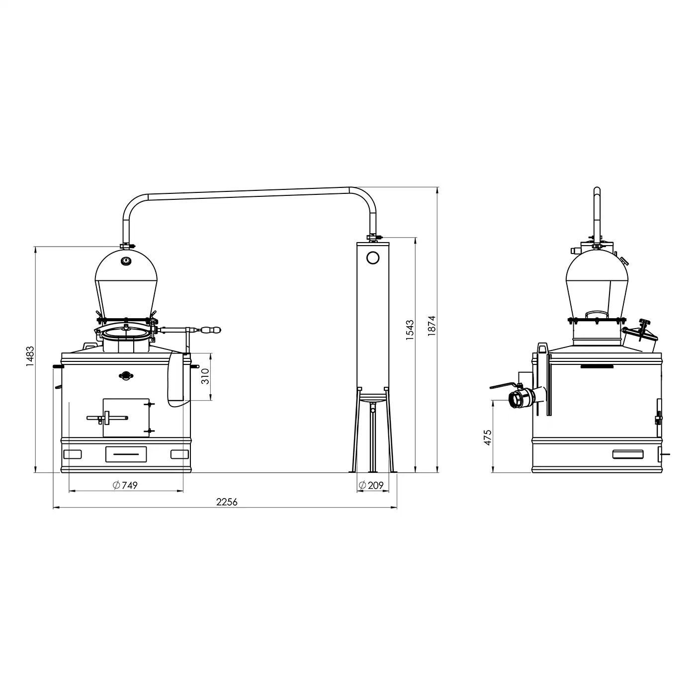 Cazan pentru tuica DES STABIL 160 L cu racitor cu flux continuu 30 L [4]
