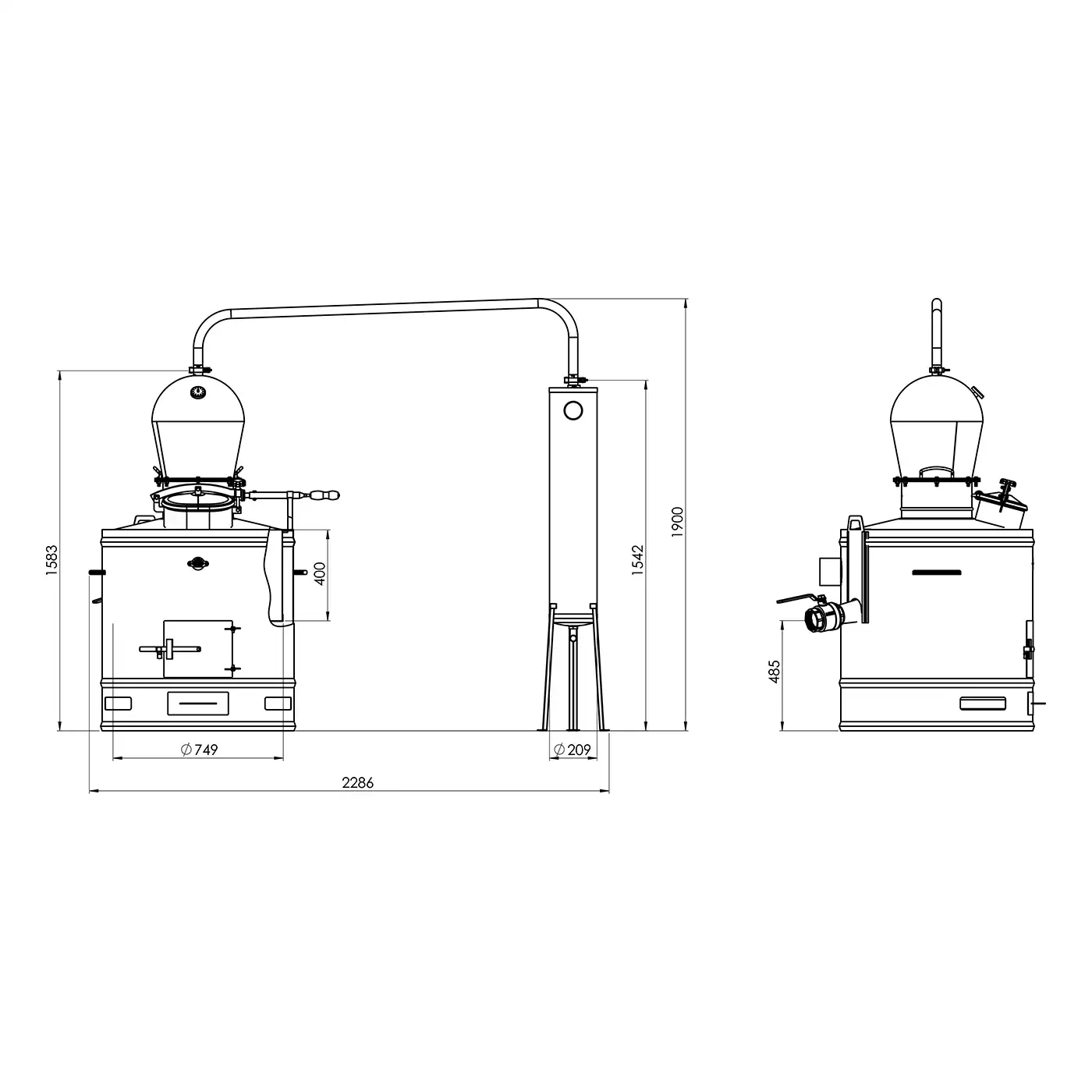 Cazan pentru tuica DES STABIL 200 L cu racitor cu flux continuu 30 L [6]