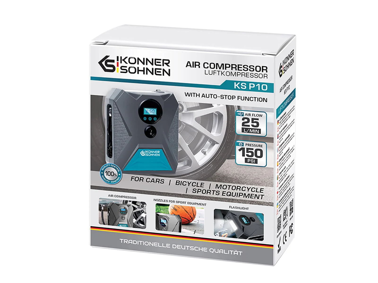 Compresor auto Konner & Sohnen KS P10, 12V, 120 W, 25 l/min, max. 150 psi, lampa cu LED [6]