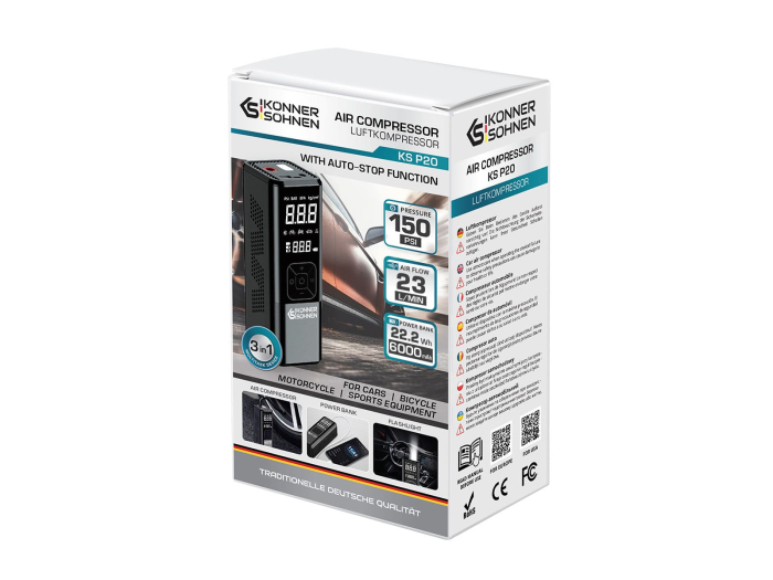 Compresor cu acumulator Konner & Sohnen KS P20, baterie 6000 mAh, max. 150 psi, 23 l/min [7]