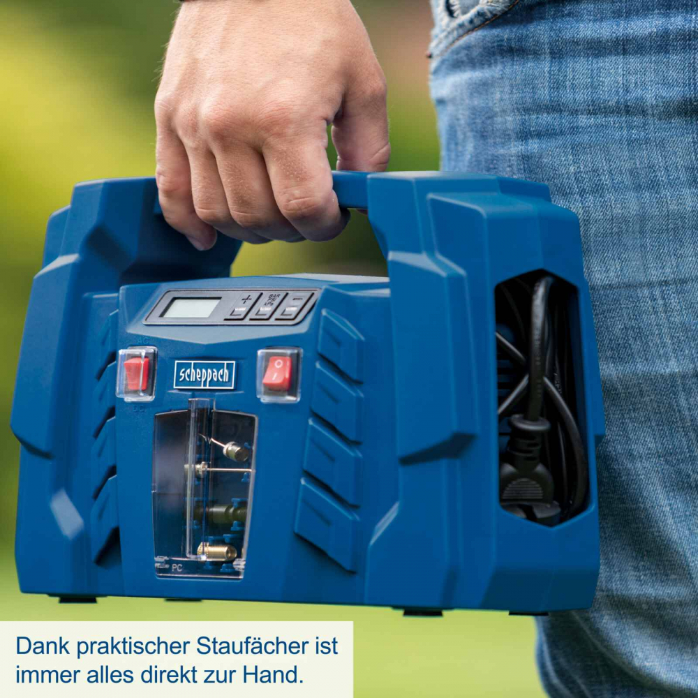 Compresor de aer fara ulei Scheppach AIRFORCE 5, 12V - 230V, 150 W, 8 bar, 36.5 l/min [6]