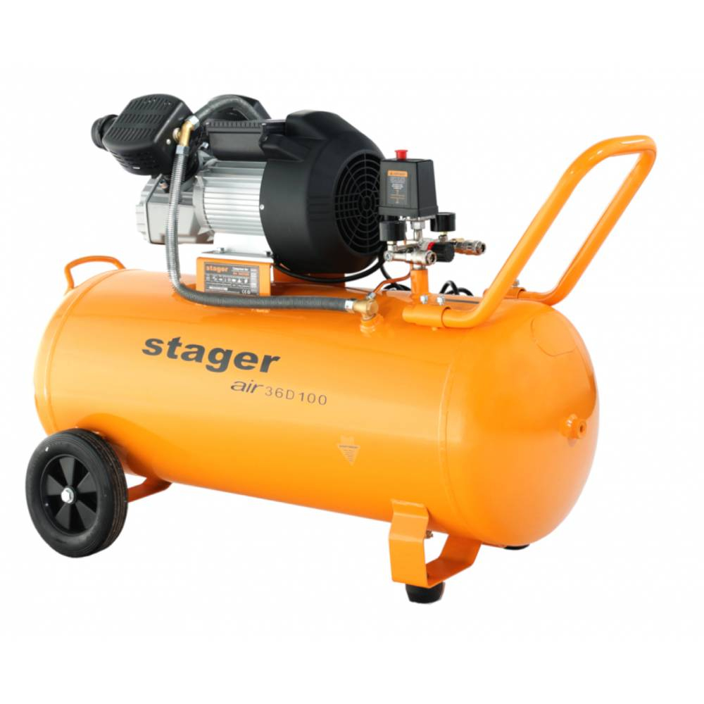Compresor de aer Stager Air 36D100, 2.2 kW, 3 CP, 10 bar, 356 L/min, 100 litri [1]
