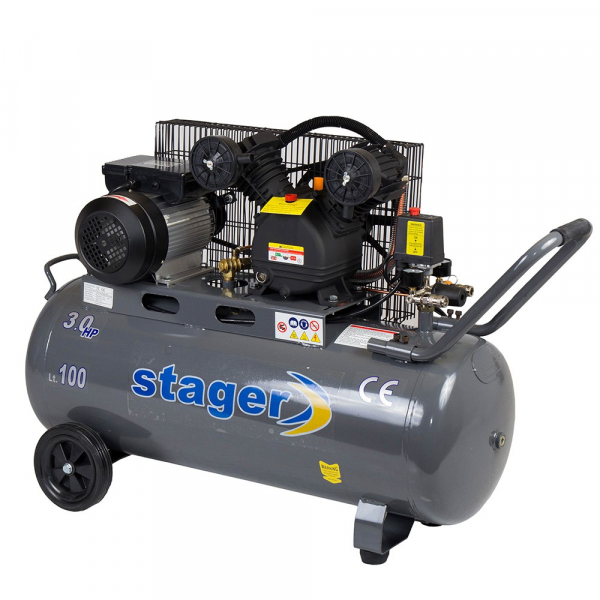 Compresor de aer cu piston Stager HMV0.25/100, 100 L, 8 bar, 250 L/min, 3 CP, monofazat [1]