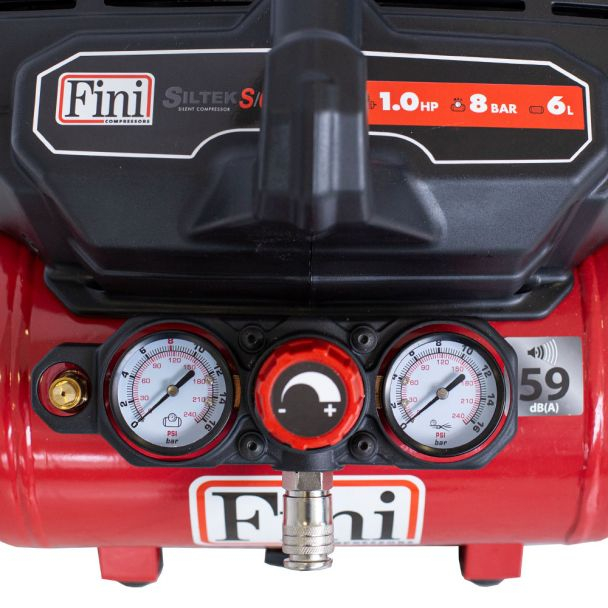 Compresor de aer ultra silentios, fara ulei Fini SILTEK S/6, 0.75 kW, 1 CP, 8 bar, 105 L/min, 6 litri [3]