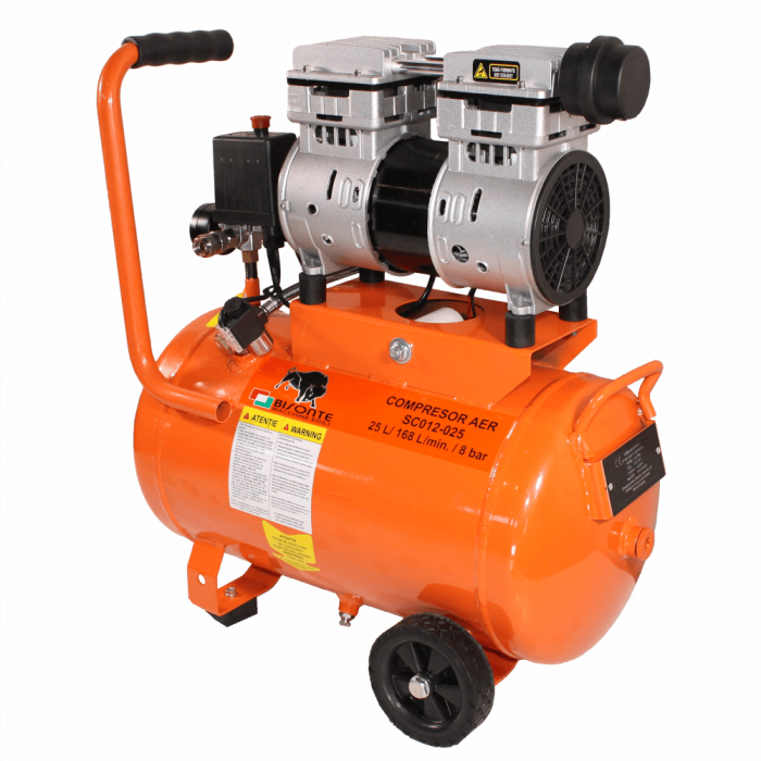 Compresor de aer fara ulei Bisonte SC012-025, 25 L, 8 bar, 168 L/min, 1.2 CP, monofazat [2]