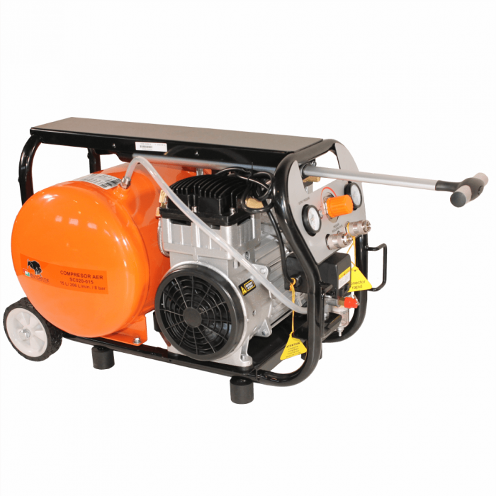 Compresor de aer fara ulei Bisonte SC020-015, 15 L, 8 bar, 206 L/min, 2 CP, monofazat [2]