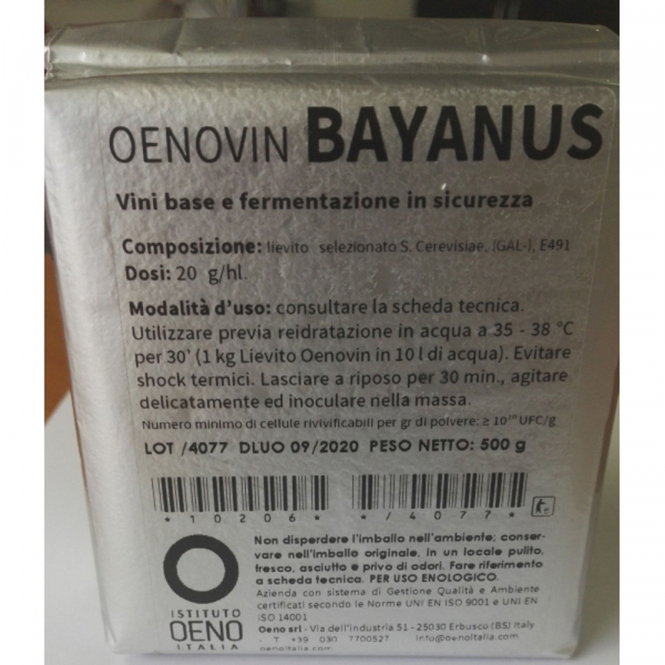 Drojdie pentru vinuri albe, rosii sau roze Oenovin BAYANUS, 0.5 kg [3]