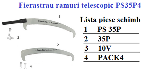 Fierastrau ramuri 35 cm cu bara telescopica 4 m Castellari PS35P4 + AT 4M [2]