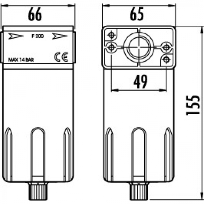 Filtru condens aer comprimat GAV F200, filet 1/2" [2]