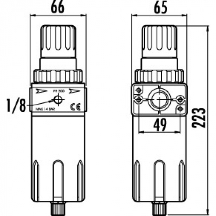 Filtru condens cu regulator de presiune si manometru GAV FR-200, 1/2" [2]