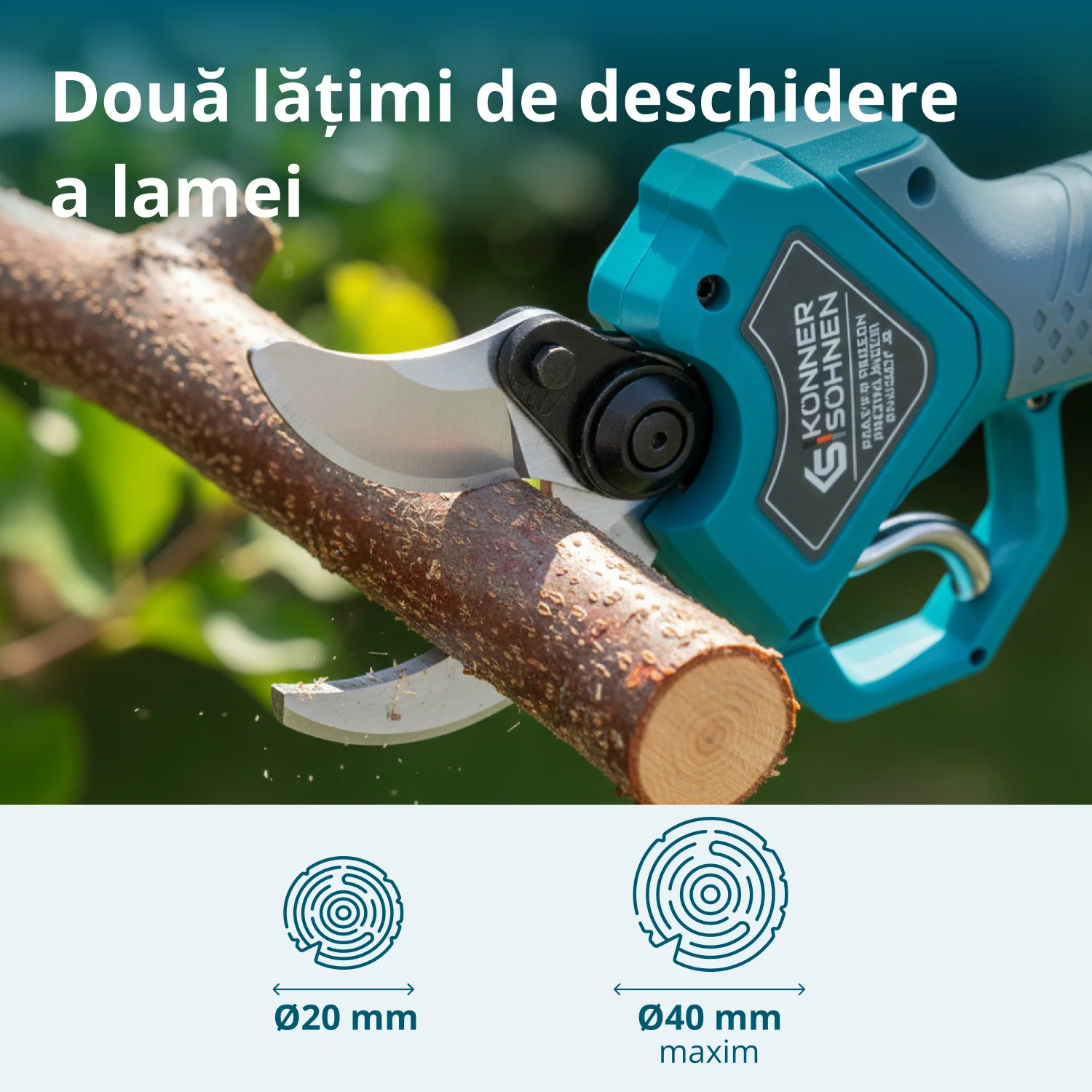 Foarfeca de gradina cu acumulator Konner & Sohnen KS CPS20V-40, 20 V, max. 40 mm, fara acumulator in set (Solo) [4]