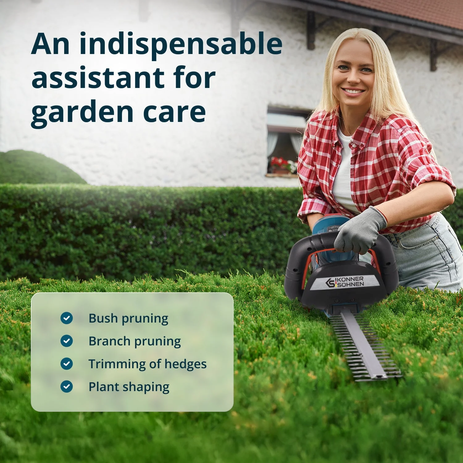 Foarfeca tuns gard viu cu acumulator Konner & Sohnen KS HT-20V, 20V, 55 cm, fara acumulator in set (Solo) [11]