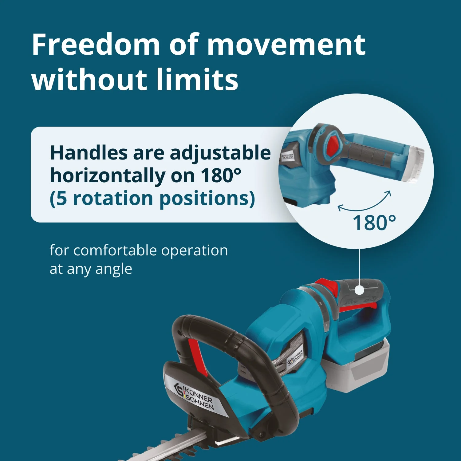 Foarfeca tuns gard viu cu acumulator Konner & Sohnen KS HT-20V, 20V, 55 cm, fara acumulator in set (Solo) [6]