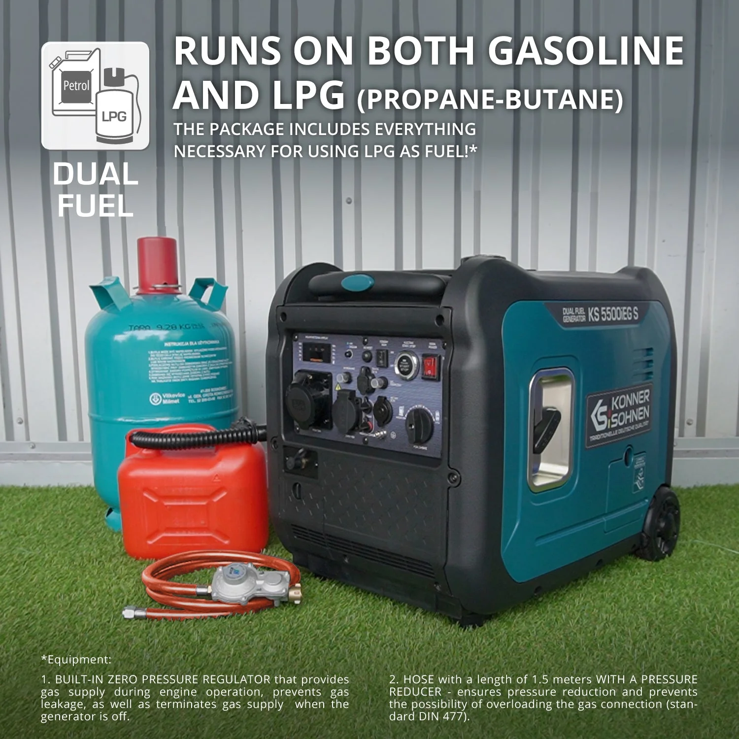 Generator cu invertor pe GPL/benzina Konner & Sohnen KS 5500iEG S, 5.5 kW, monofazat, pornire electrica [12]