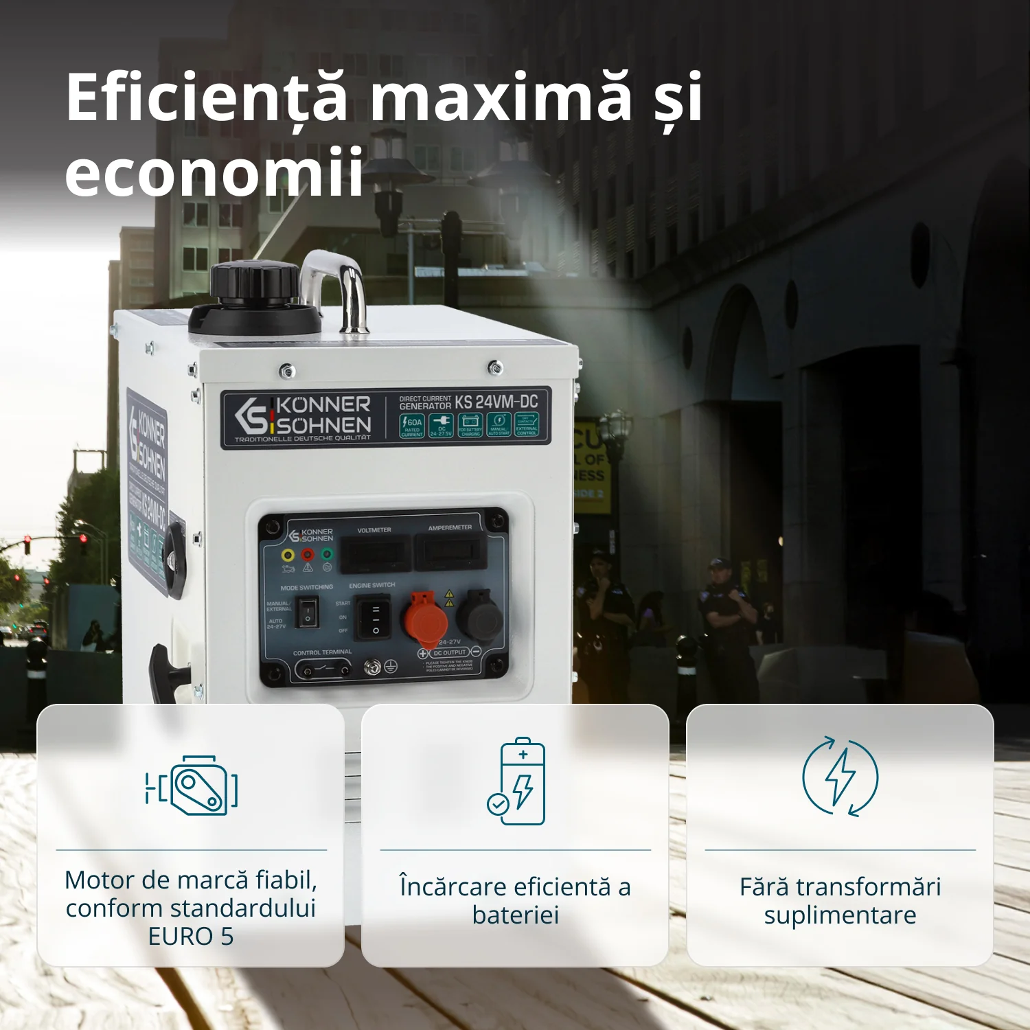 Generator de curent continuu Konner & Sohnen KS 24VM-DC, 1.6 kW, 24-27.5 V, 60A, pornire manuala/automata [7]