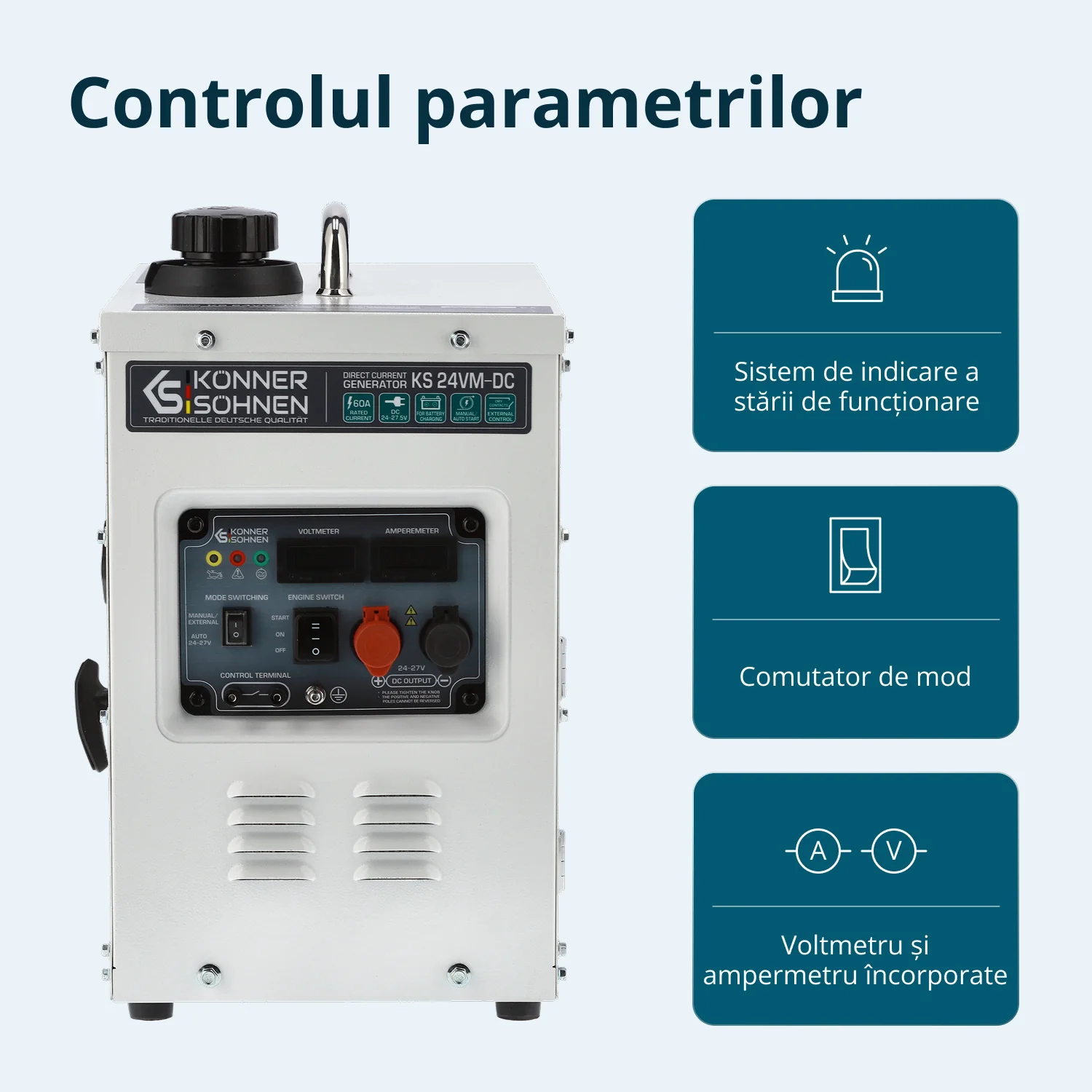 Generator de curent continuu Konner & Sohnen KS 24VM-DC, 1.6 kW, 24-27.5 V, 60A, pornire manuala/automata [4]