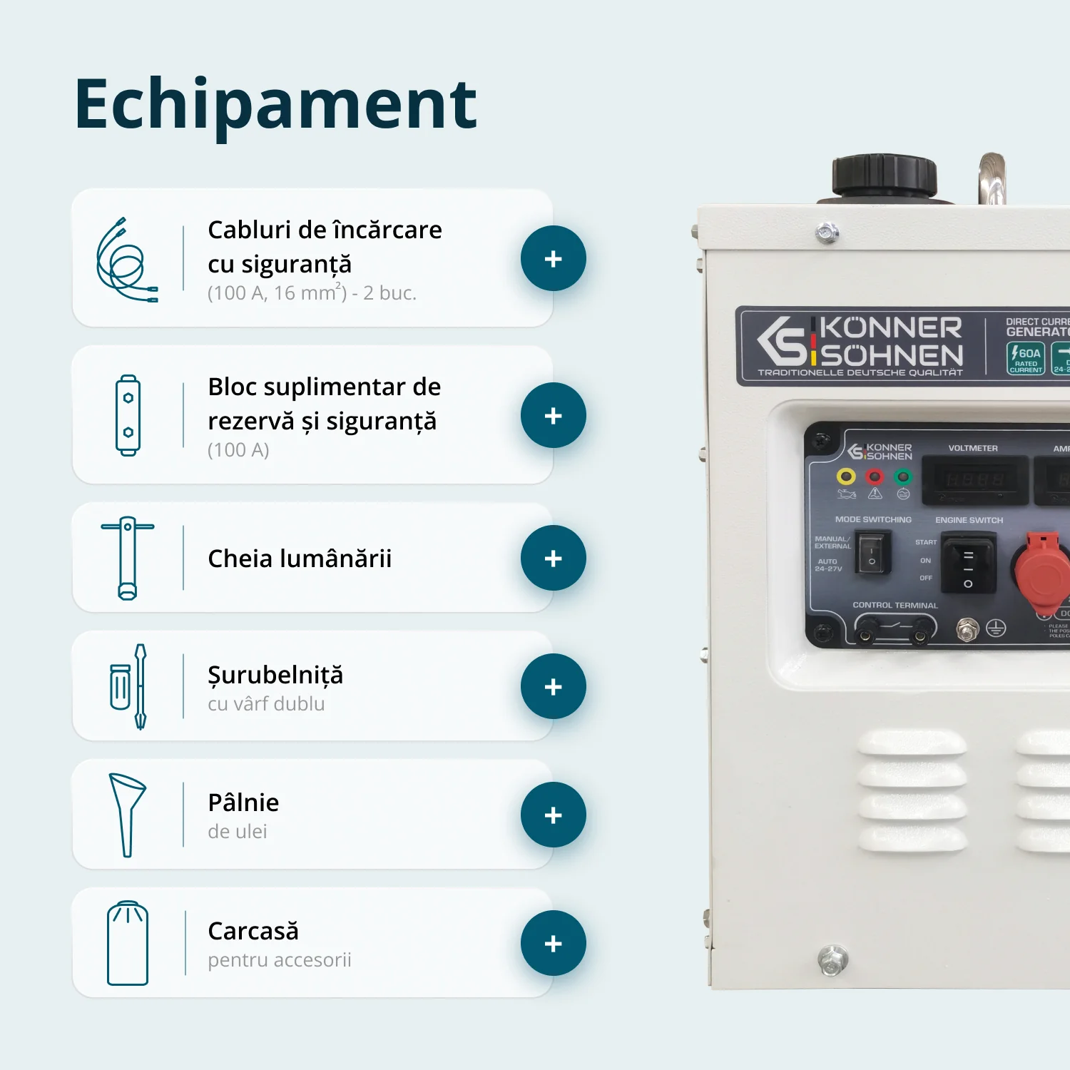 Generator de curent continuu Konner & Sohnen KS 24VM-DC, 1.6 kW, 24-27.5 V, 60A, pornire manuala/automata [9]