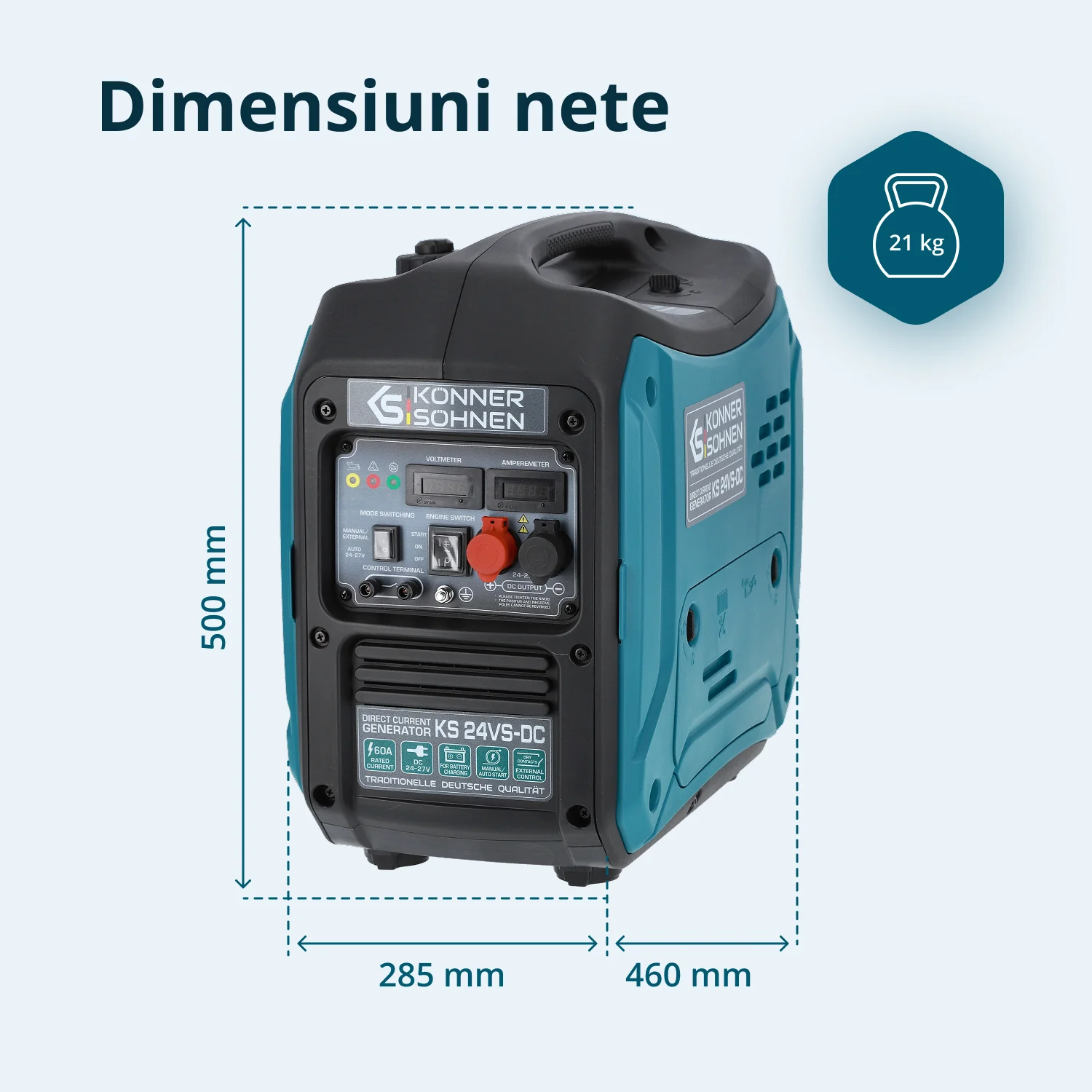 Generator de curent continuu Konner & Sohnen KS 24VS-DC, 1.6 kW, 24-27 V, 60A, pornire manuala/automata [8]