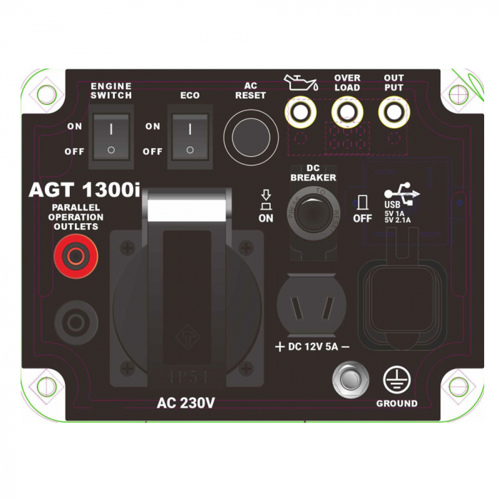 Generator de curent tip inverter, monofazat AGT 1300i, 1.1 kW, benzina [2]