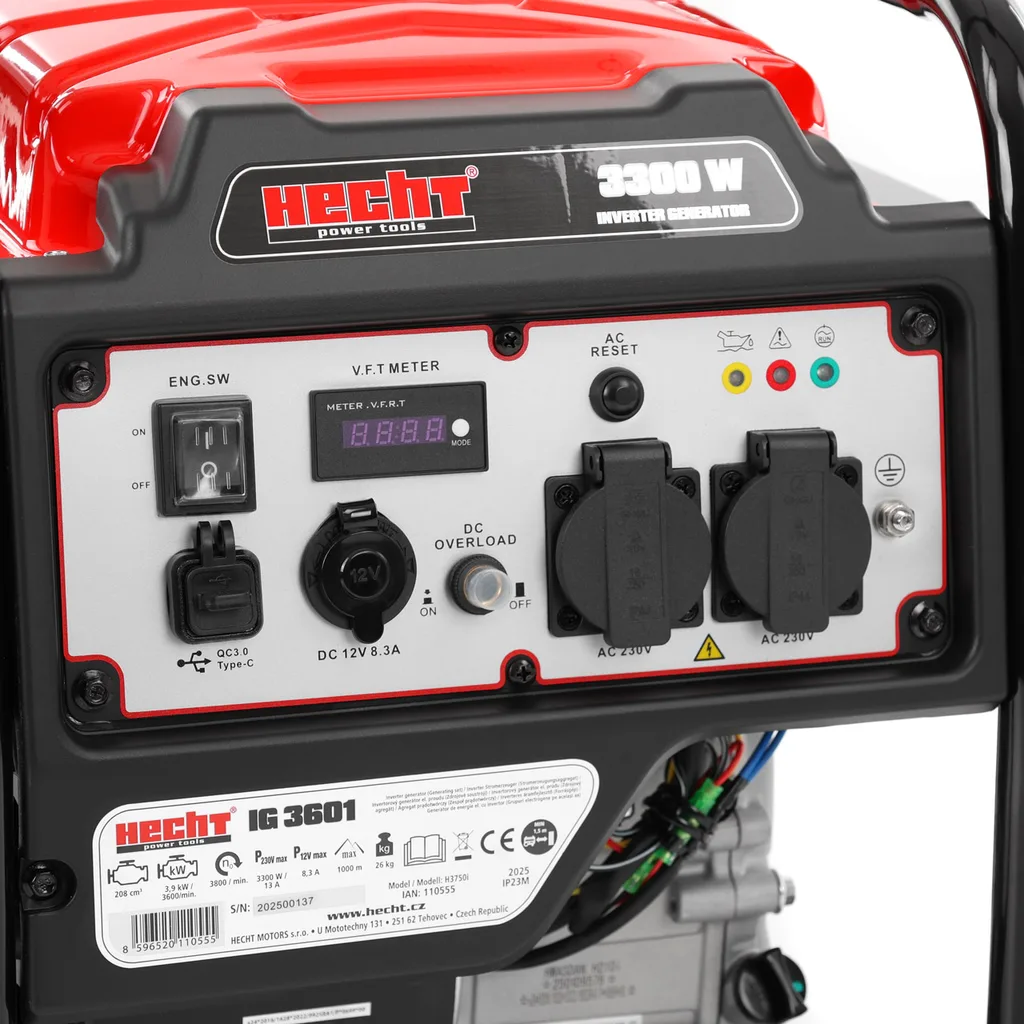 Generator de curent tip inverter, monofazat HECHT IG 3601, 3.3 kW, AVR, benzina [2]