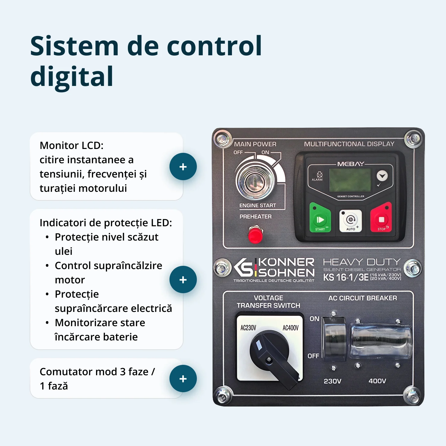 Generator insonorizat diesel Konner & Sohnen KS 16-1/3E, 16 kVA (230V), 20 kVA (400V), AVR, pornire electrica [4]