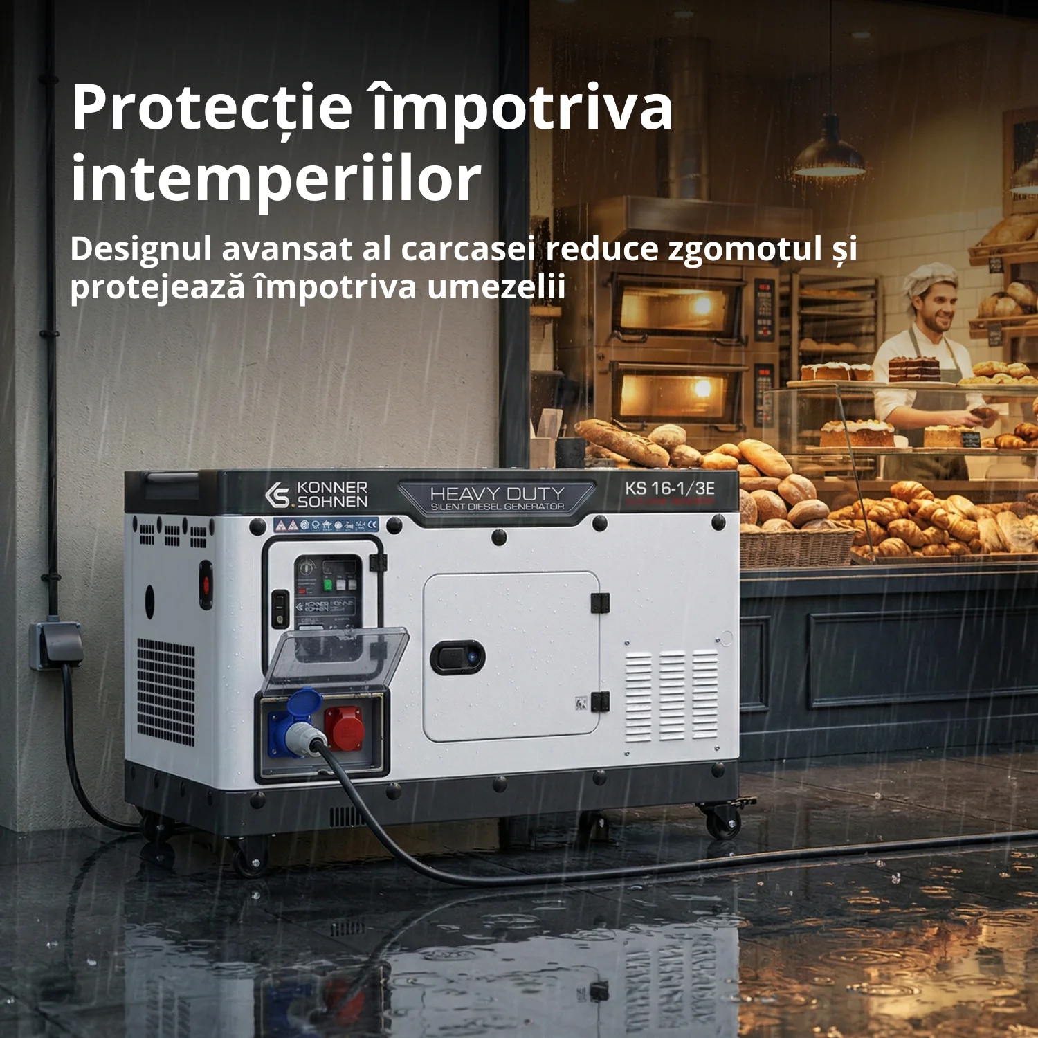 Generator insonorizat diesel Konner & Sohnen KS 16-1/3E, 16 kVA (230V), 20 kVA (400V), AVR, pornire electrica [3]