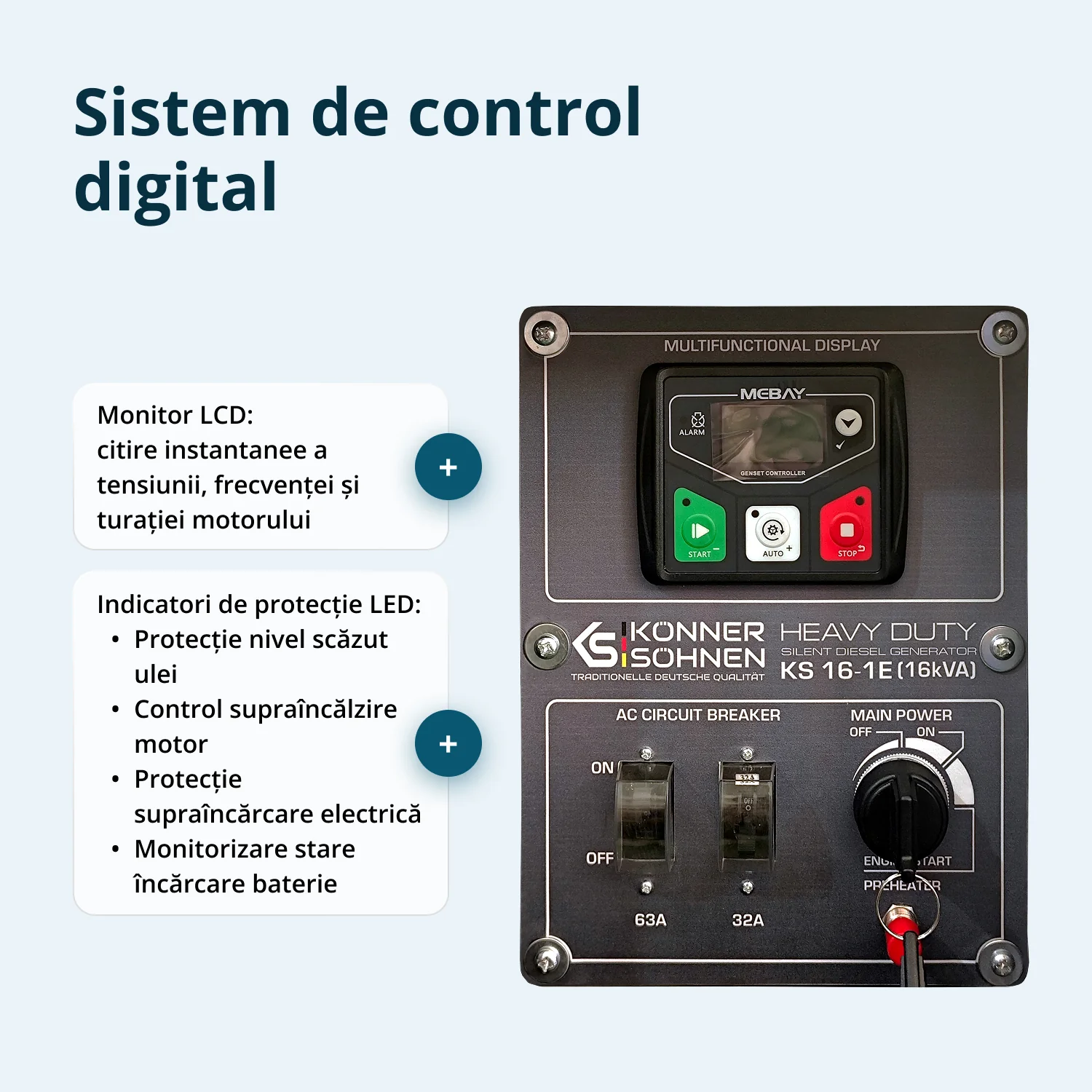 Generator insonorizat diesel Konner & Sohnen KS 16-1E, 16 kVA, monofazat, AVR, pornire electrica [4]