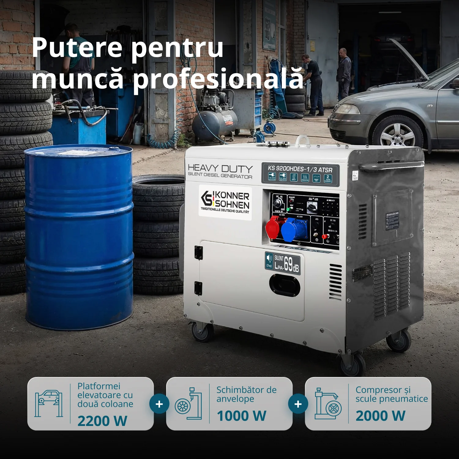 Generator insonorizat diesel Konner & Sohnen KS 9200HDES-1/3 ATSR (EURO V), 6.5 kW (230V), 7.5 kW (400V), AVR, pornire electrica [7]