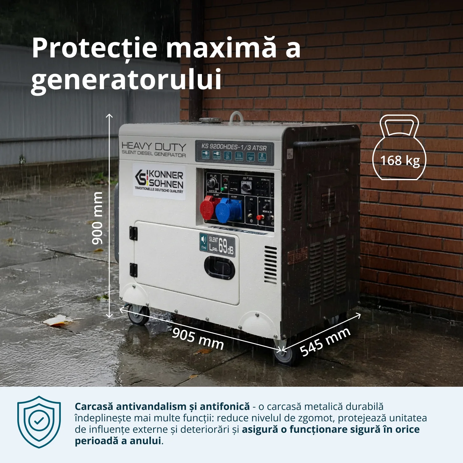 Generator insonorizat diesel Konner & Sohnen KS 9200HDES-1/3 ATSR (EURO V), 6.5 kW (230V), 7.5 kW (400V), AVR, pornire electrica [3]