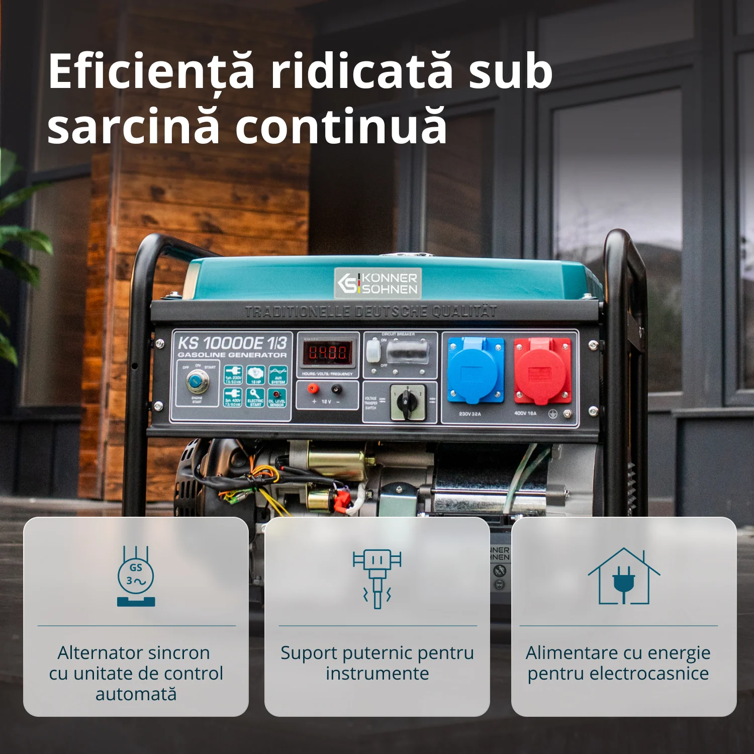 Generator pe benzina Konner & Sohnen KS 10000E 1/3, dual 8 kW, monofazat/trifazat, pornire electrica [6]