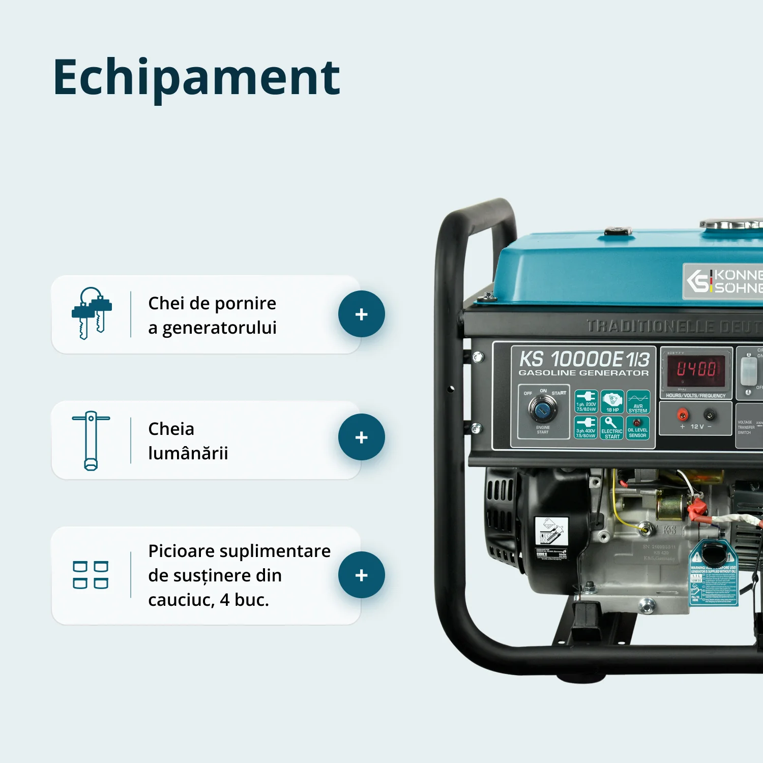 Generator pe benzina Konner & Sohnen KS 10000E 1/3, dual 8 kW, monofazat/trifazat, pornire electrica [8]